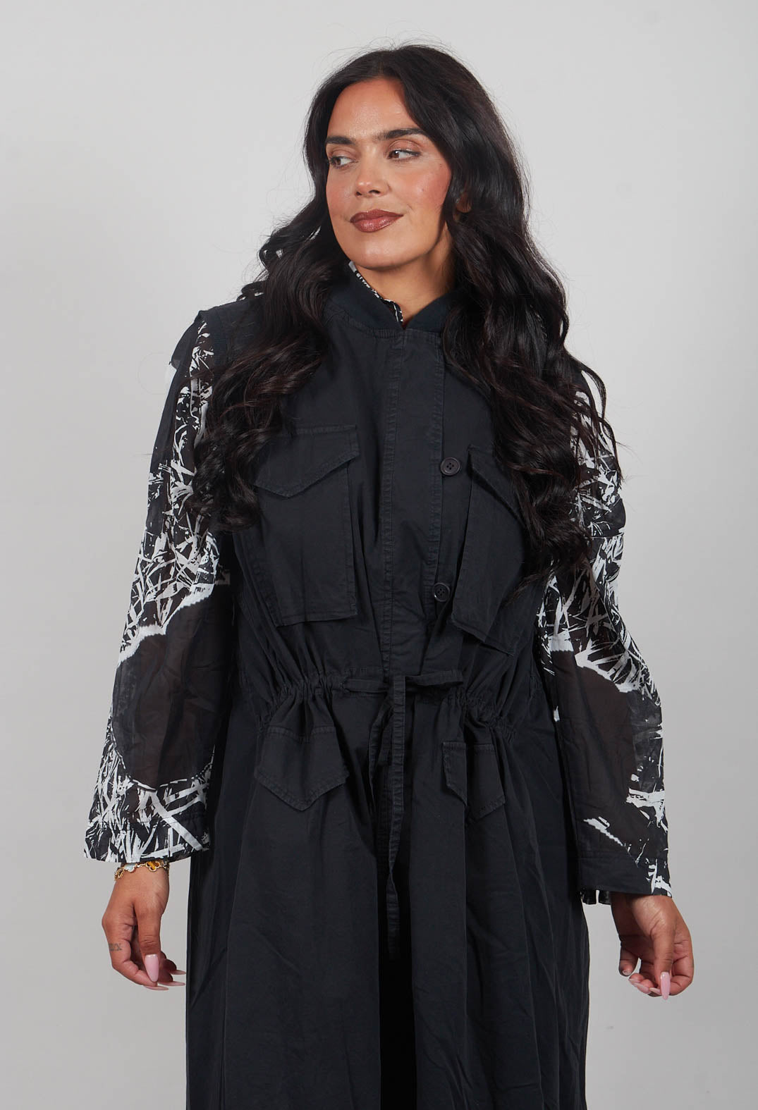 Sleeveless Utility Dress in Black - 3200903