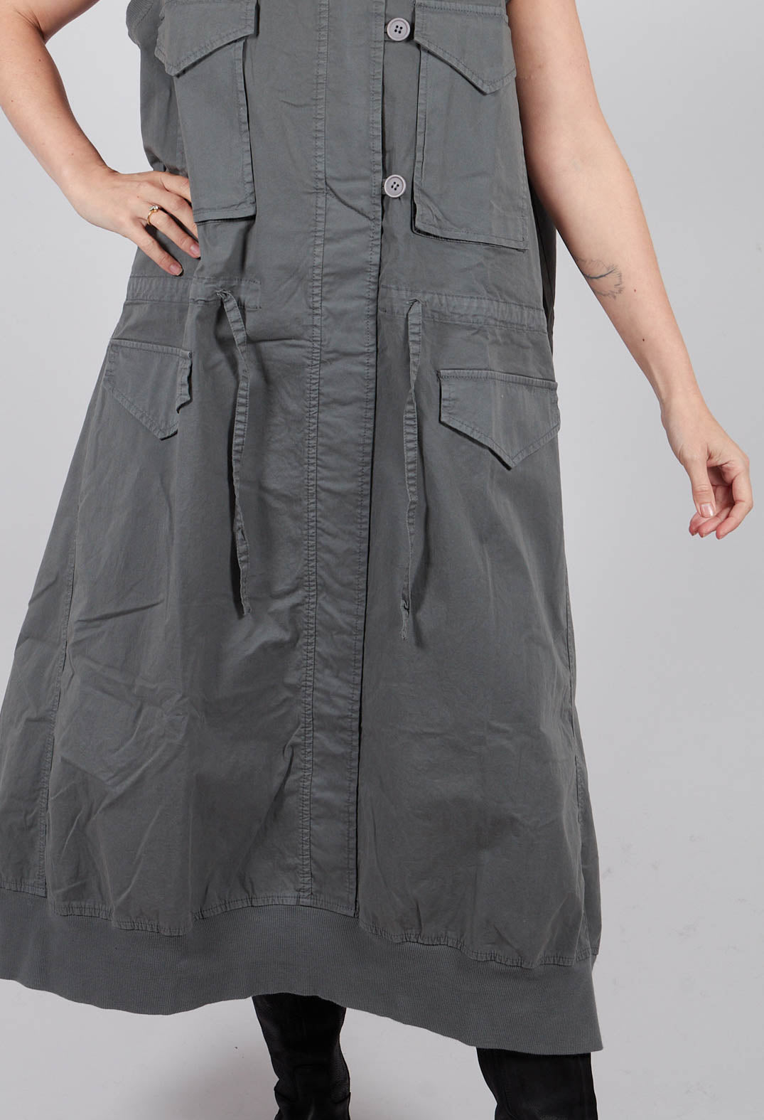 PRE-ORDER - Sleeveless Utility Dress in Dark Grey - 3200903