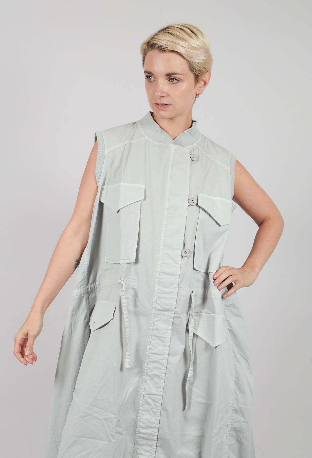 Sleeveless Utility Dress in Light Grey - 3200903