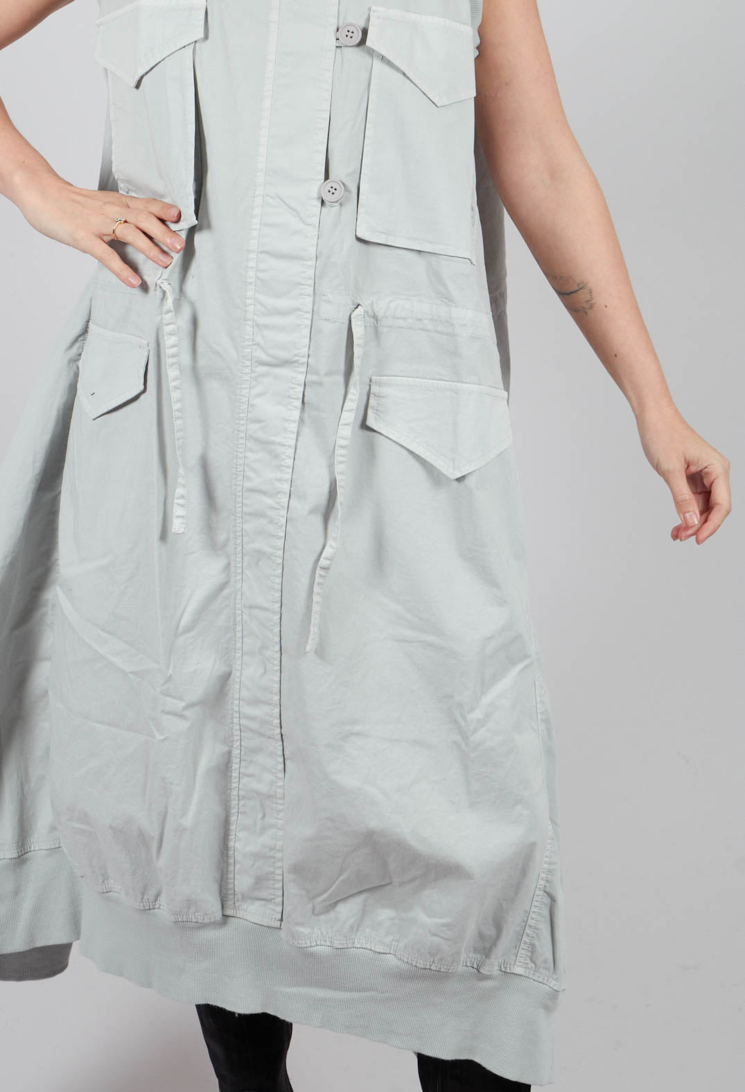 Sleeveless Utility Dress in Light Grey - 3200903