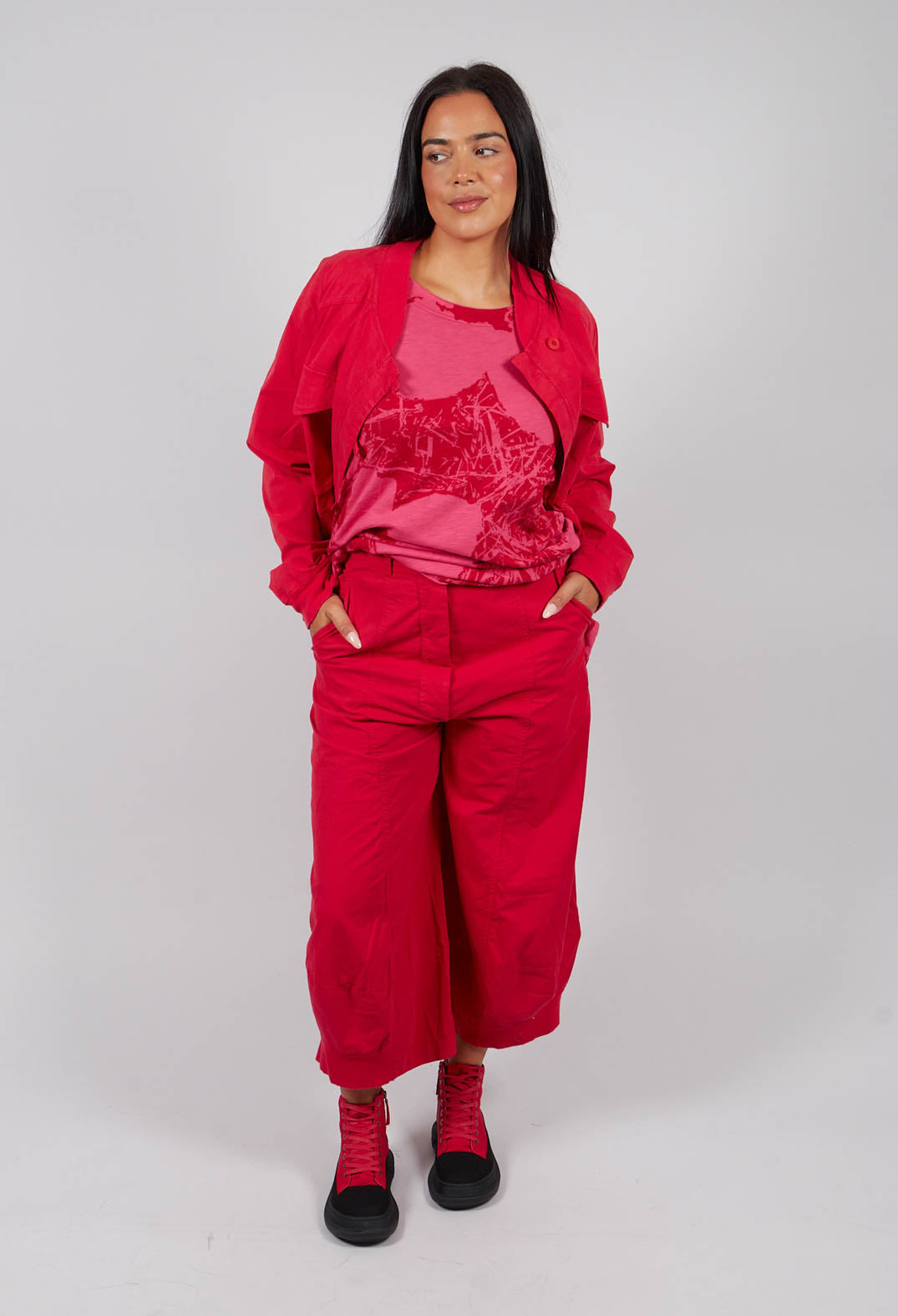 Cropped Balloon Leg Trousers in Rose - 3200105
