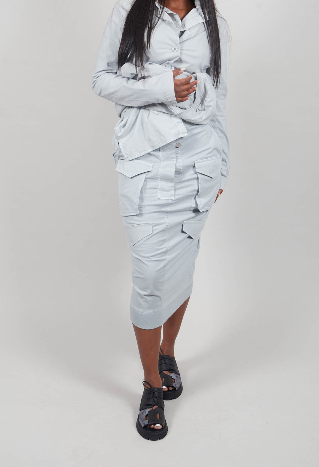 Utility Pencil Skirt in Light Grey - 3200306