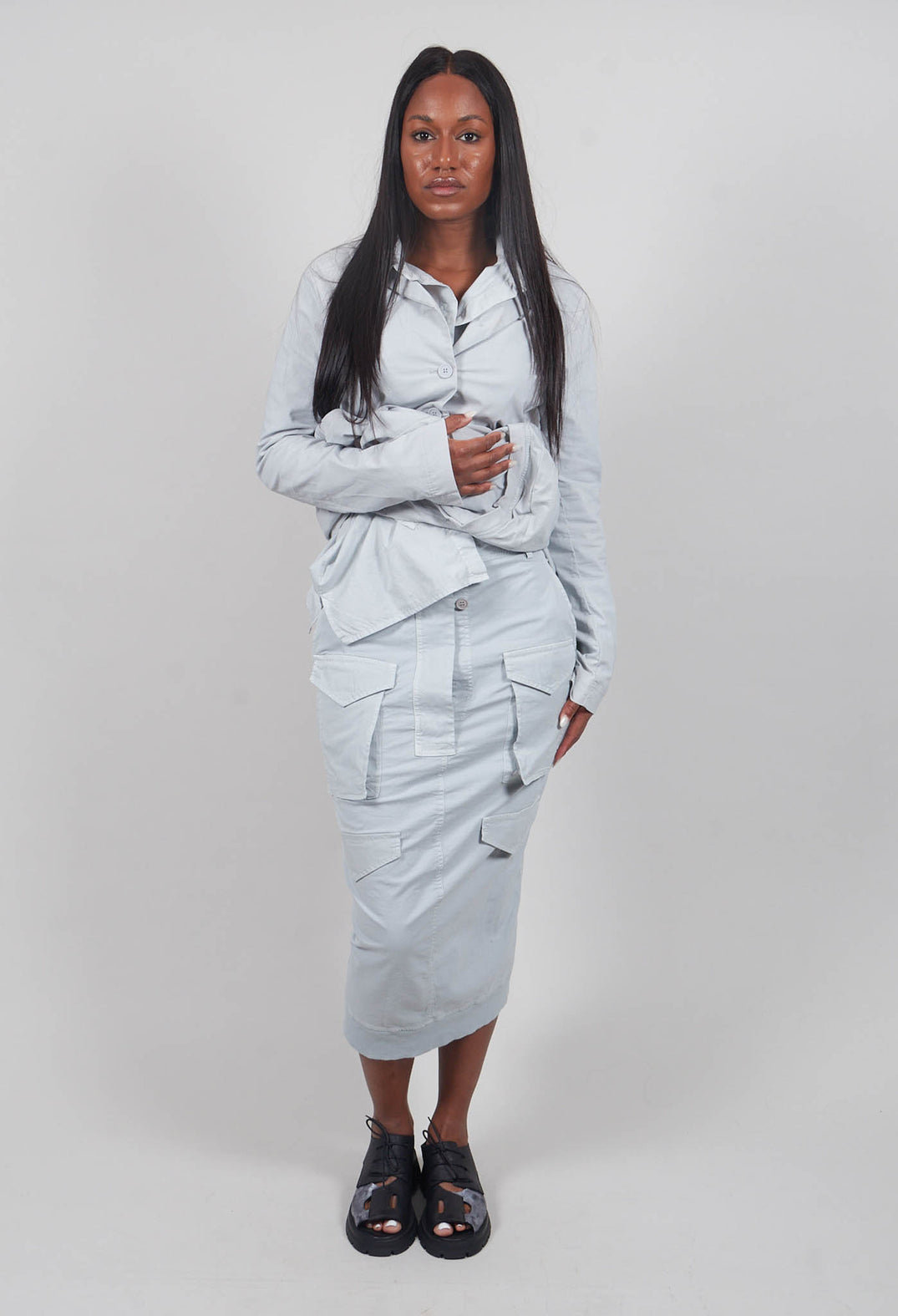 Utility Pencil Skirt in Light Grey - 3200306