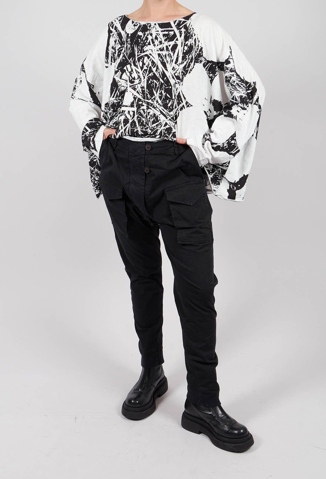 Slim Leg Utility Trousers in Black - 3200107