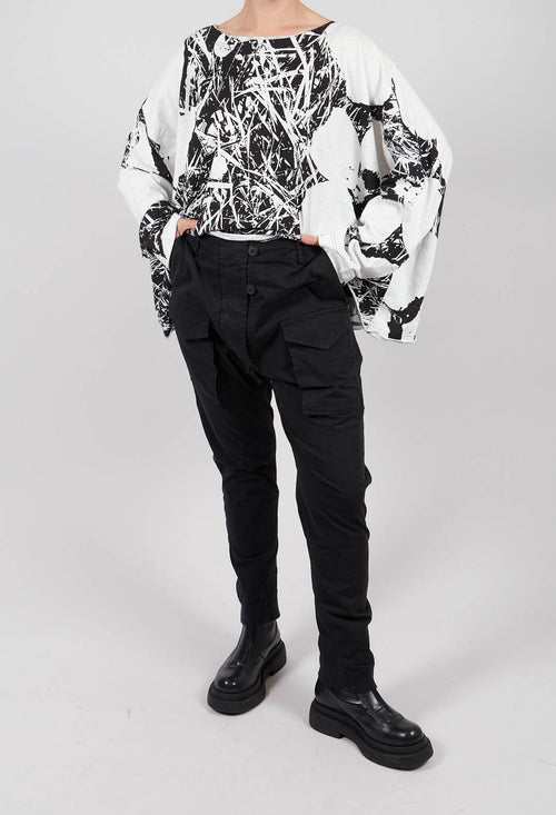 Slim Leg Utility Trousers in Black - 3200107