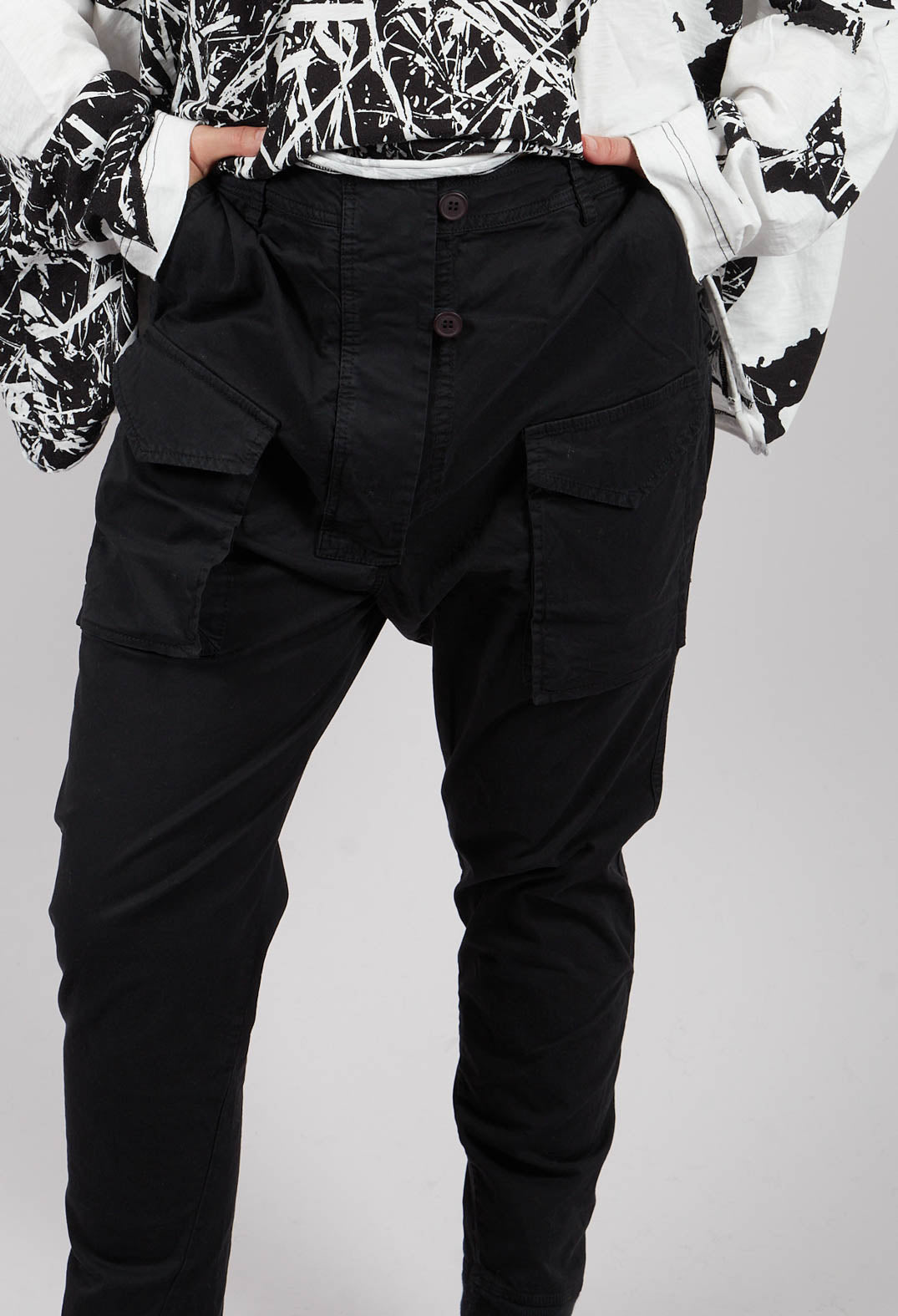 Slim Leg Utility Trousers in Black - 3200107