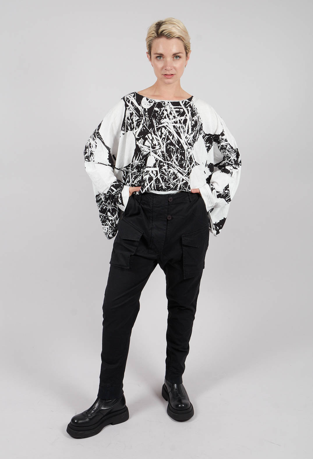 Slim Leg Utility Trousers in Black - 3200107