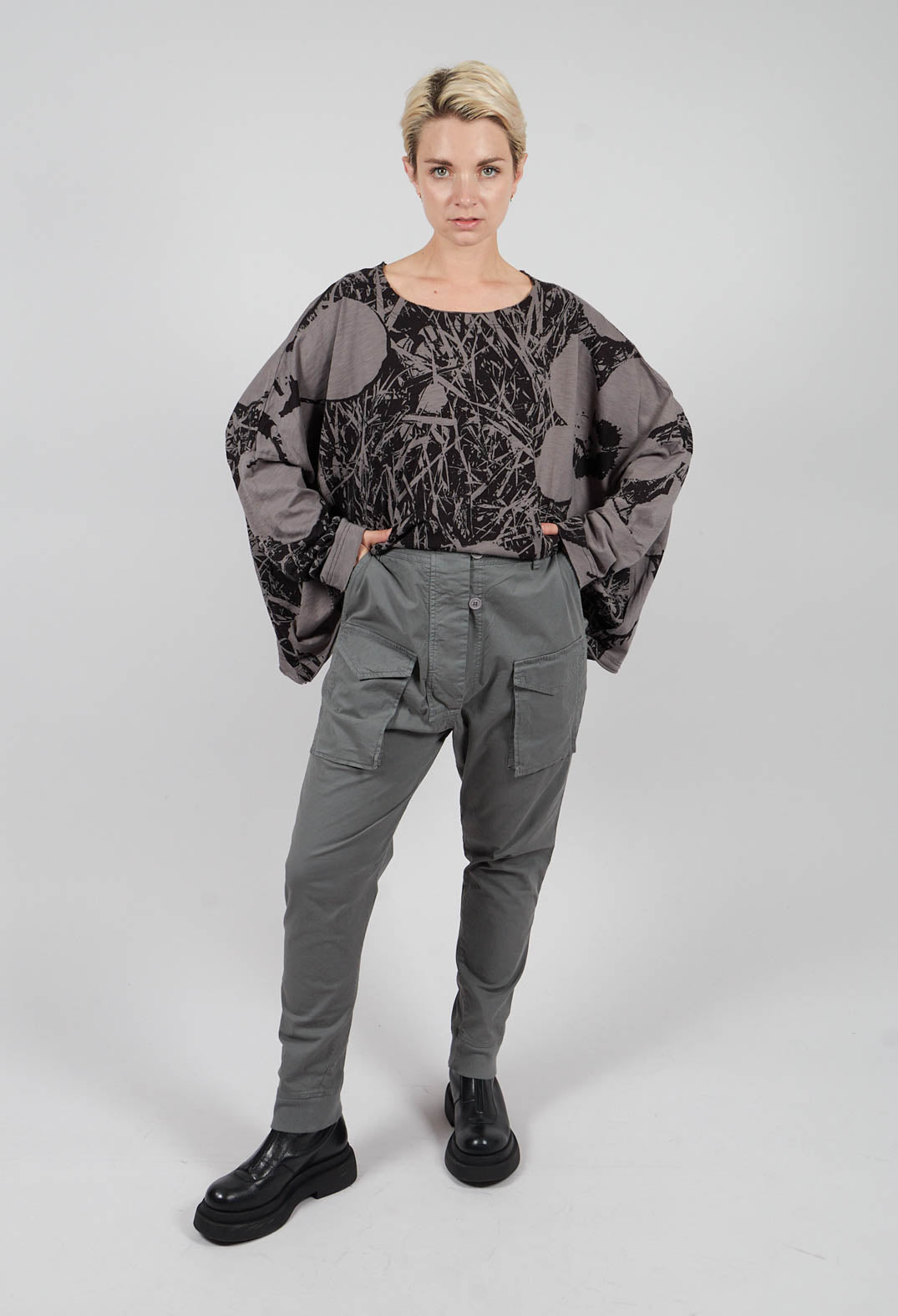 Slim Leg Utility Trousers in Dark Grey - 3200107