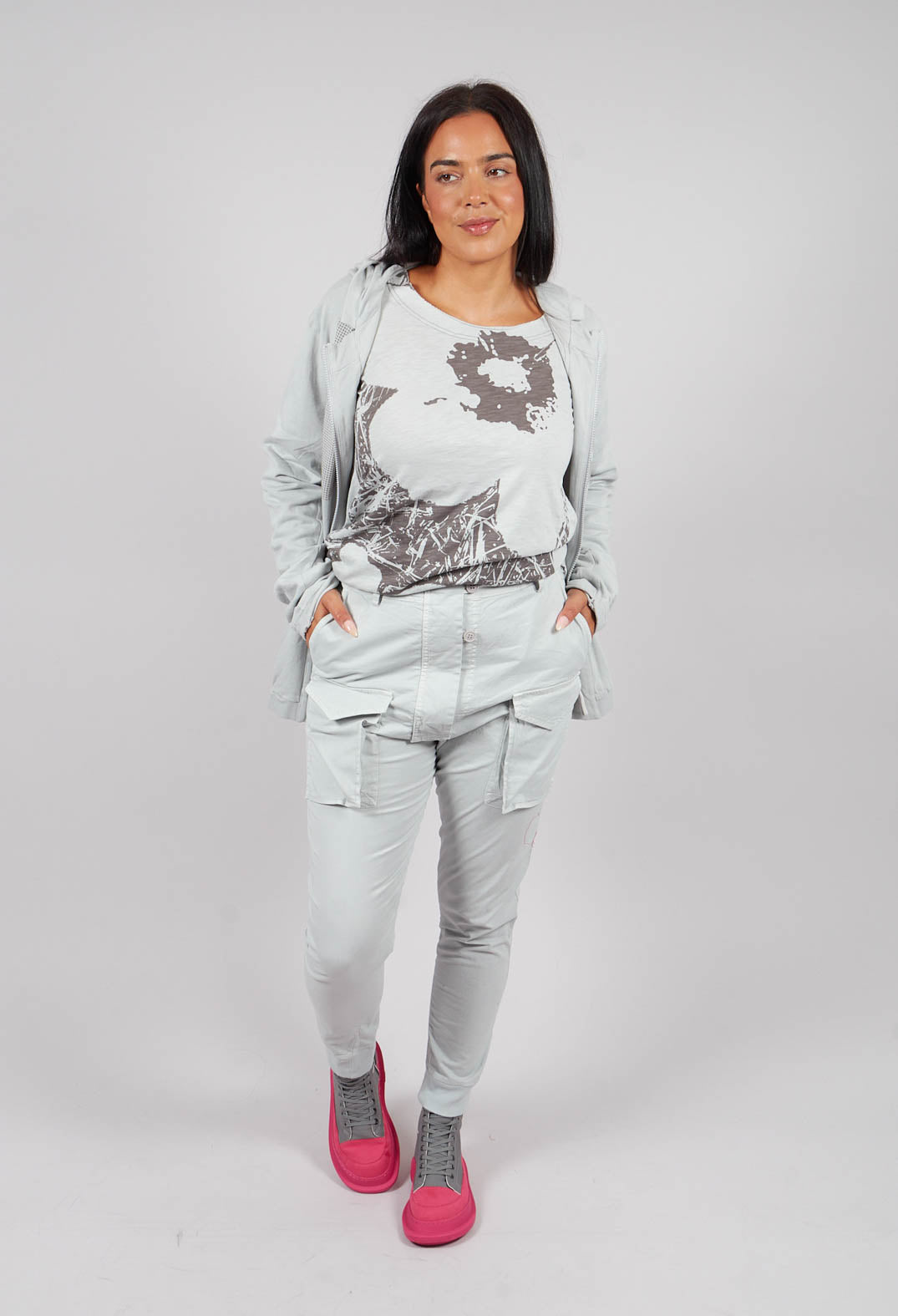 Slim Leg Utility Trousers in Light Grey - 3200107