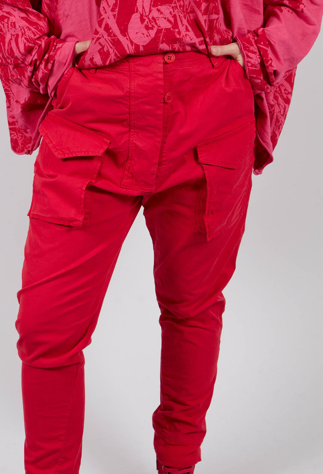 Slim Leg Utility Trousers in Rose - 3200107