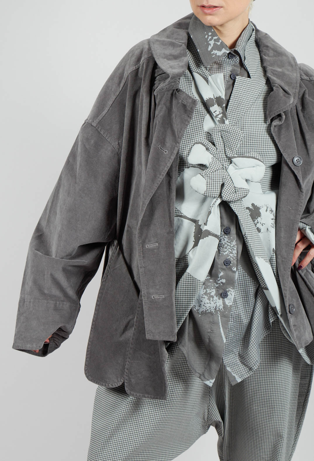 Short Jacket with Feature Pockets in Dark Grey - 3231101