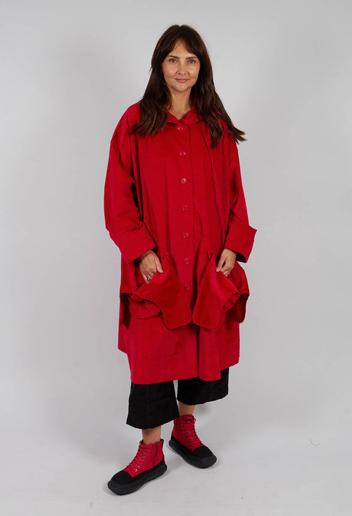 Velvet Oversized Coat with Feature Pockets in Rose - 3231203