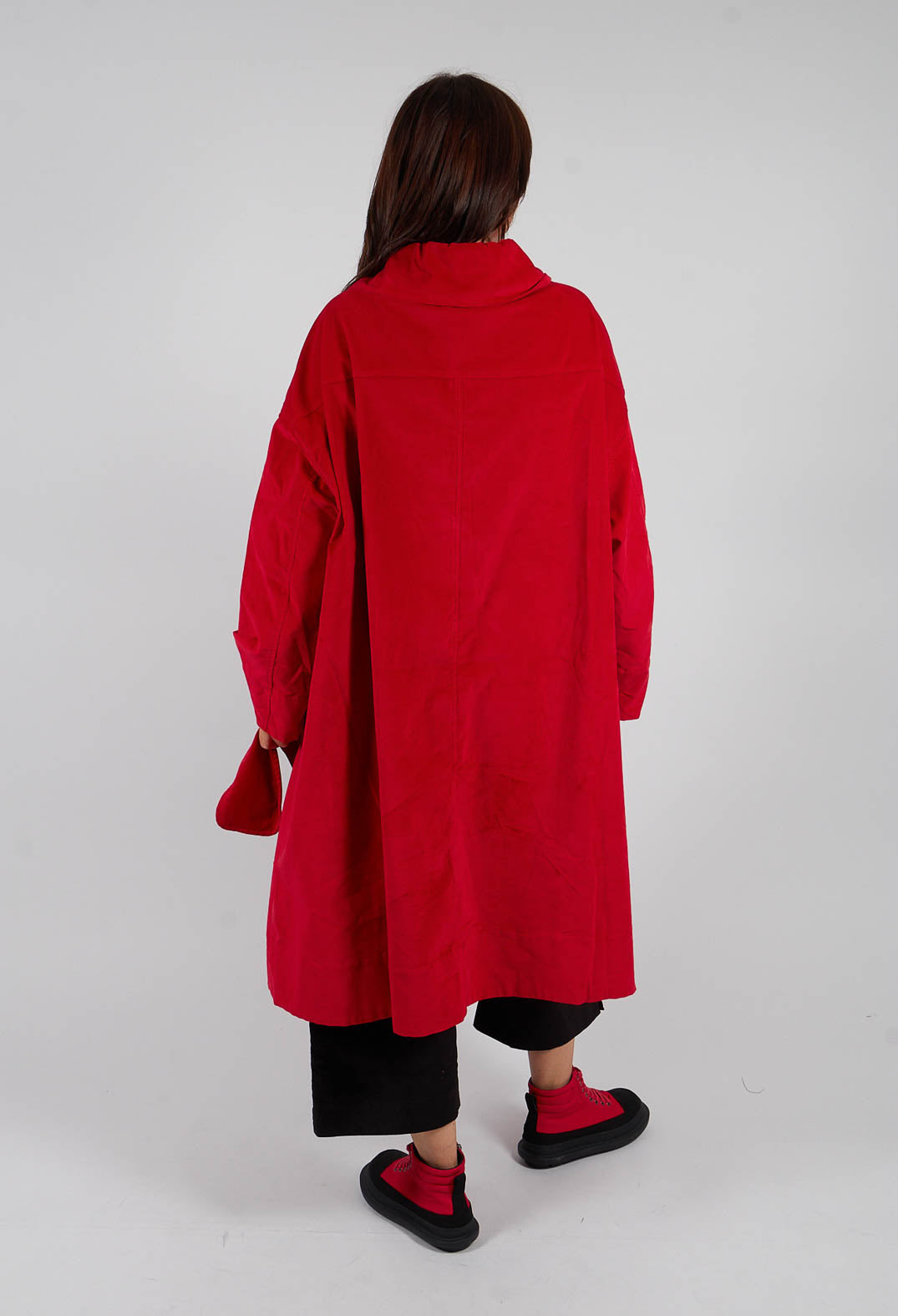 Velvet Oversized Coat with Feature Pockets in Rose - 3231203