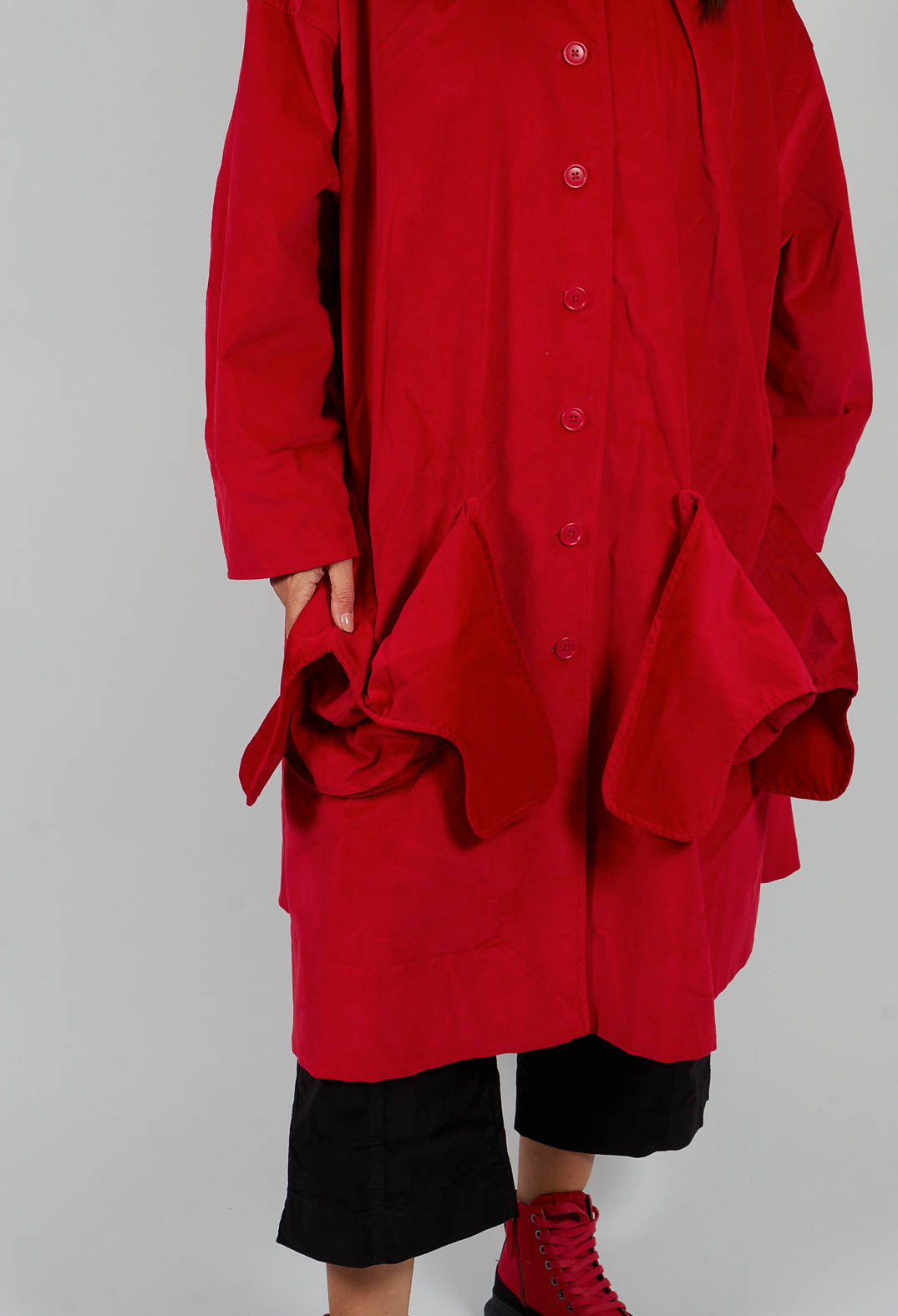 Velvet Oversized Coat with Feature Pockets in Rose - 3231203