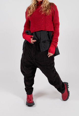 Velvet Drop Crotch Trousers in Black - 3230104