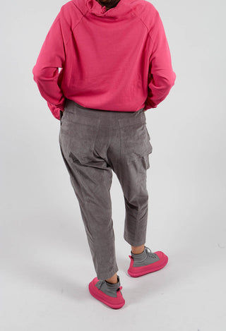 Velvet Drop Crotch Trousers in Dark Grey - 3230104