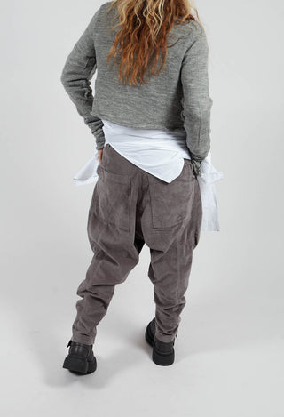 Velvet Drop Crotch Trousers in Dark Grey - 3230104