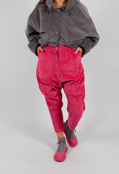Velvet Drop Crotch Trousers in Lotus - 3230104