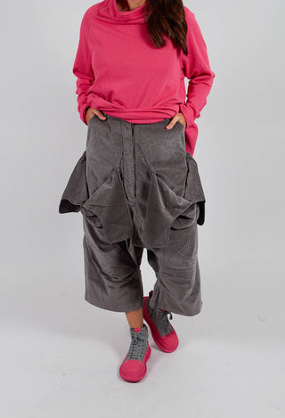 Drop Crotch Trousers with Feature Pockets in Dark Grey - 3230105