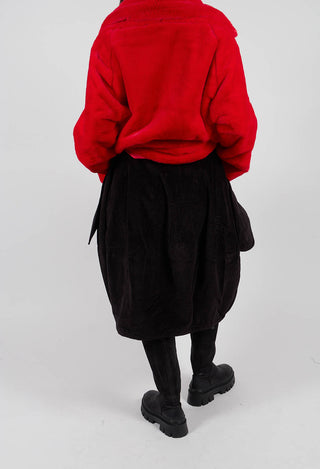 Velvet Skirt with Feature Pockets in Black - 3230306
