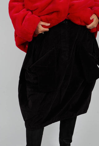 Velvet Skirt with Feature Pockets in Black - 3230306