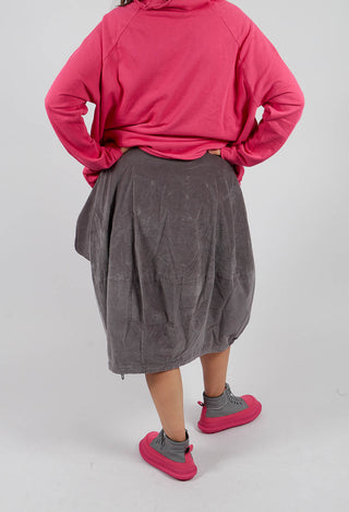 Velvet Skirt with Feature Pockets in Dark Grey - 3230306
