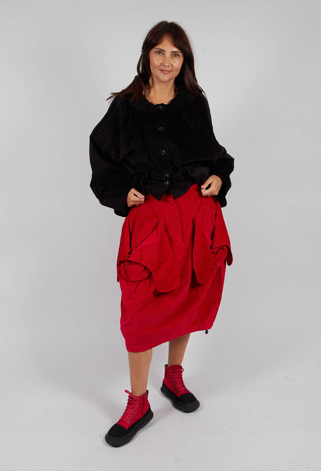 Velvet Skirt with Feature Pockets in Rose - 3230306