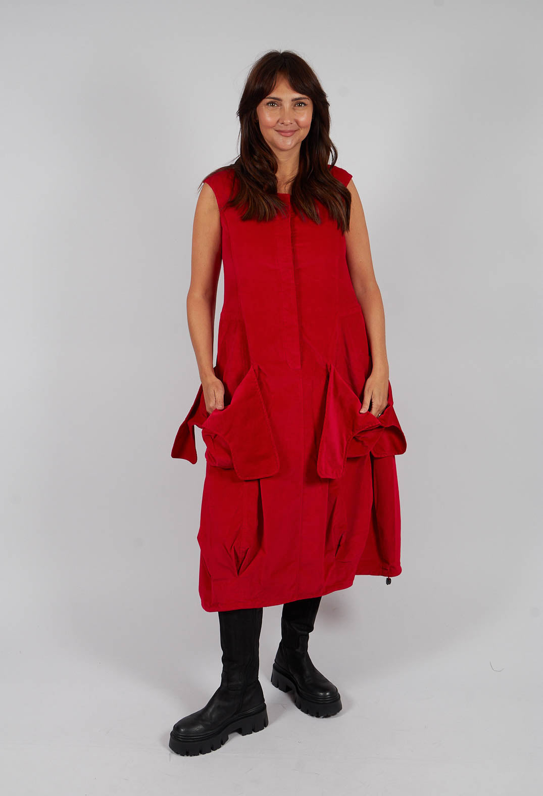 Velvet Dress with Feature Pockets in Rose - 3230907