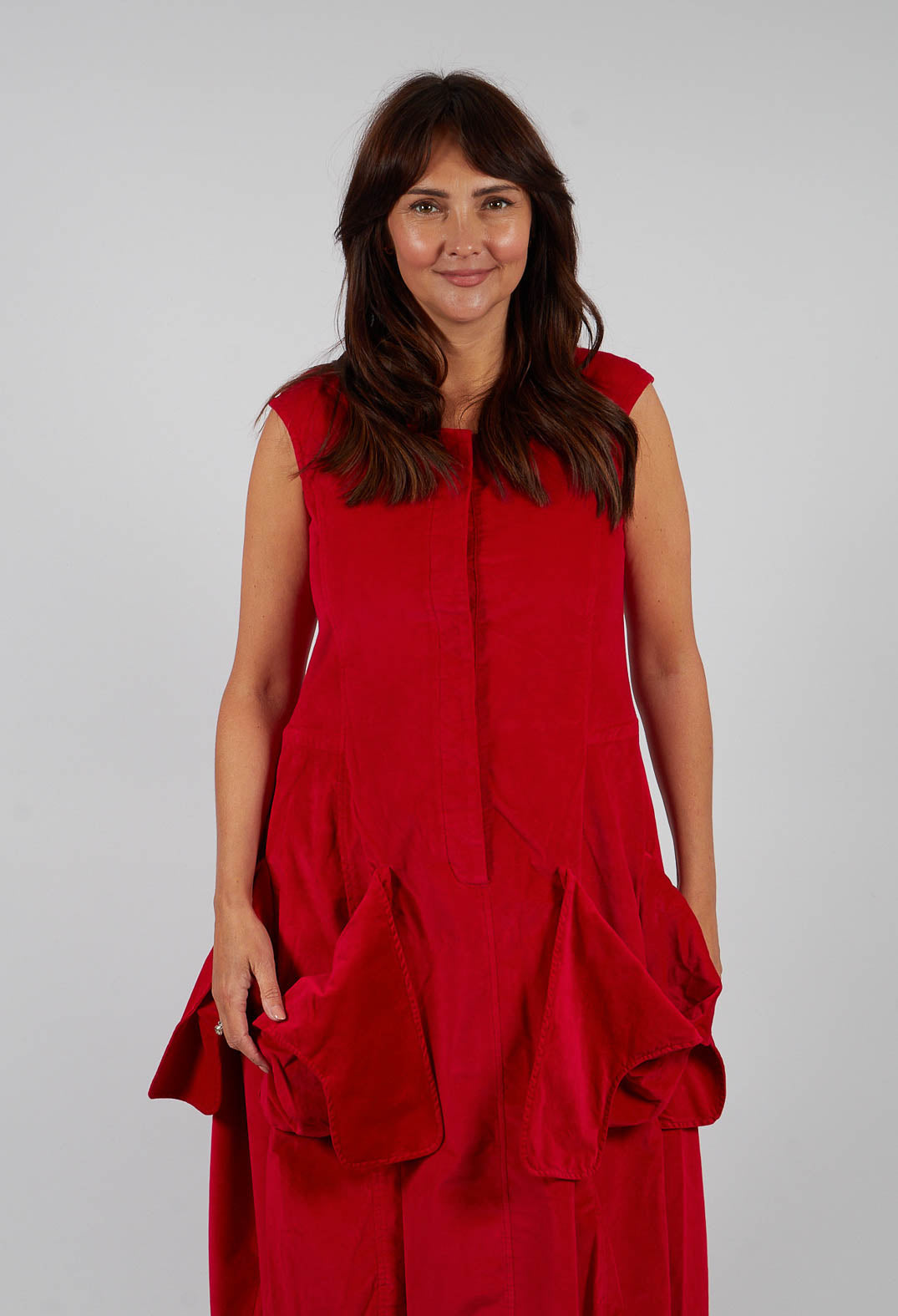 Velvet Dress with Feature Pockets in Rose - 3230907
