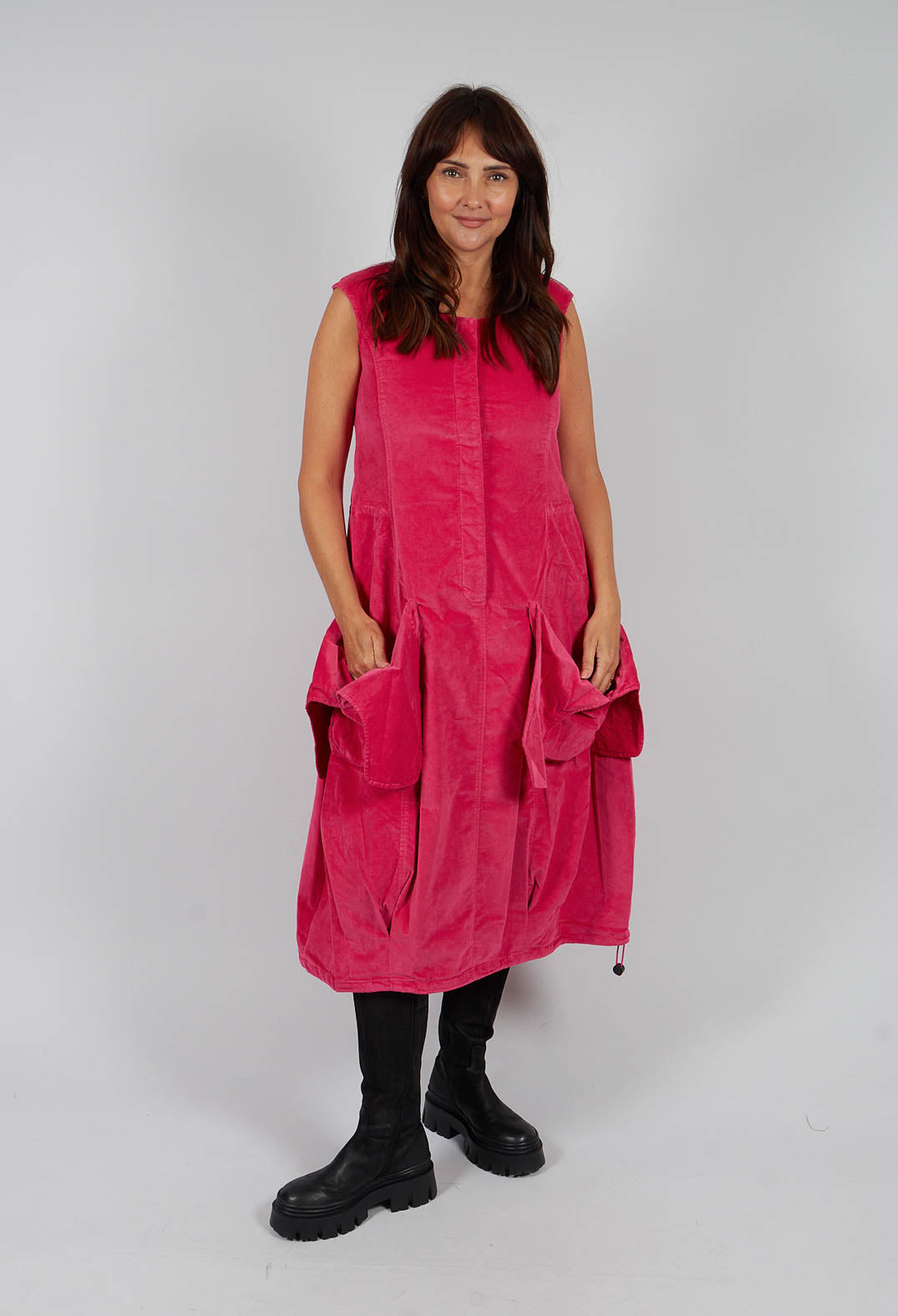 Velvet Dress with Feature Pockets in Lotus - 3230907