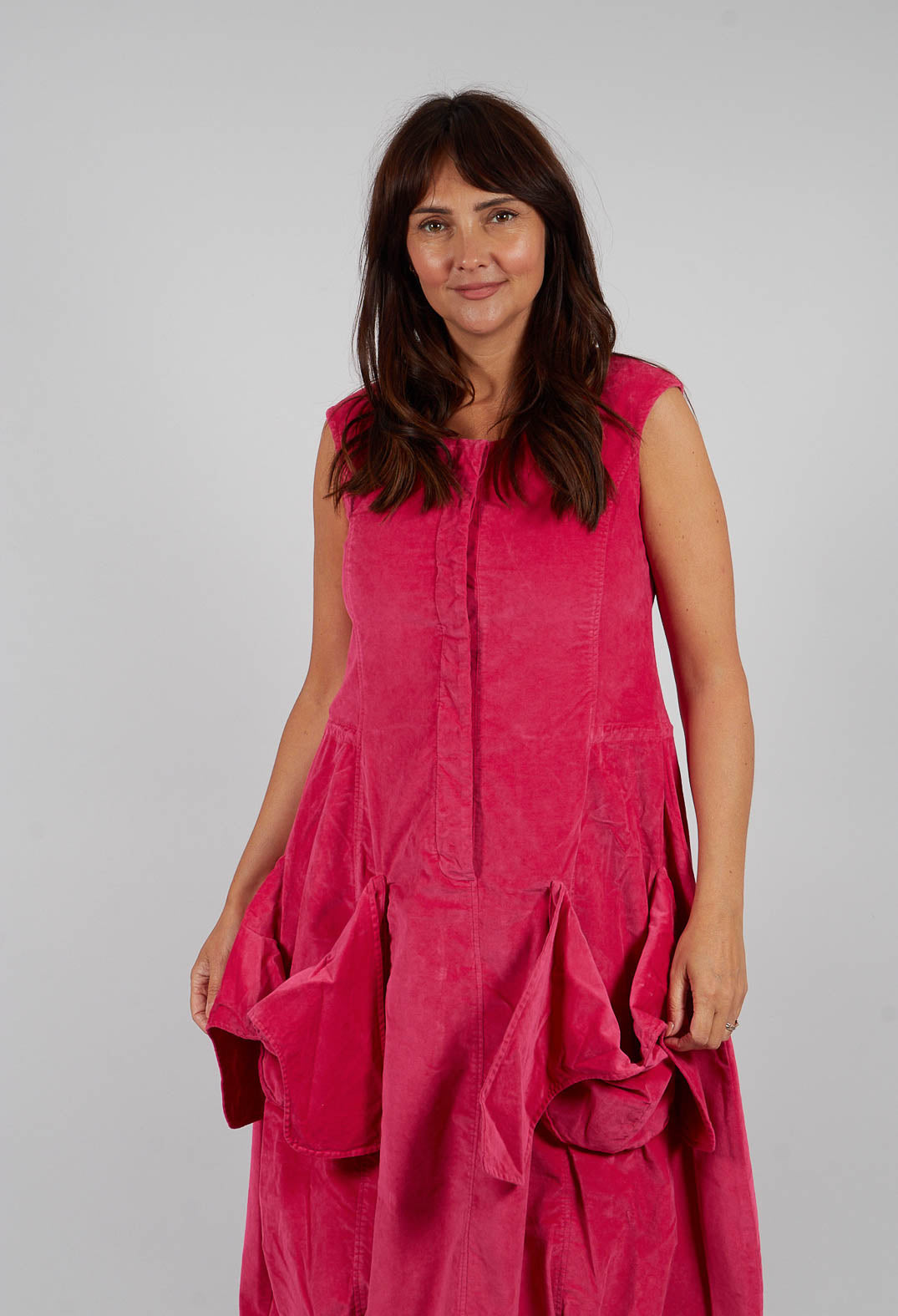 Velvet Dress with Feature Pockets in Lotus - 3230907