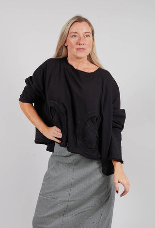 Jersey Top with Circular Pockets in Black - 3250501
