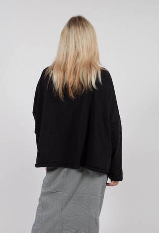 Jersey Top with Circular Pockets in Black - 3250501