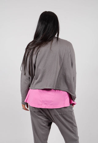Jersey Top with Circular Pockets in Dark Grey - 3250501