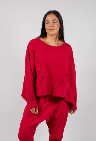 Jersey Top with Circular Pockets in Rose - 3250501