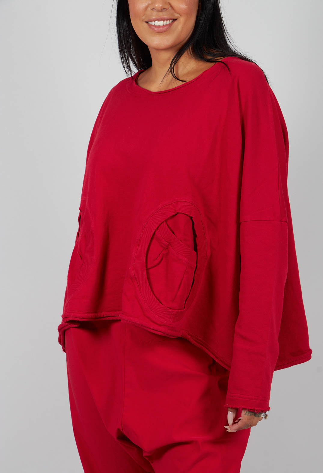 Jersey Top with Circular Pockets in Rose - 3250501