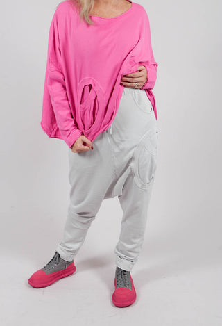 Drop Crotch Trousers with Circular Pocket in Light Grey - 3250102