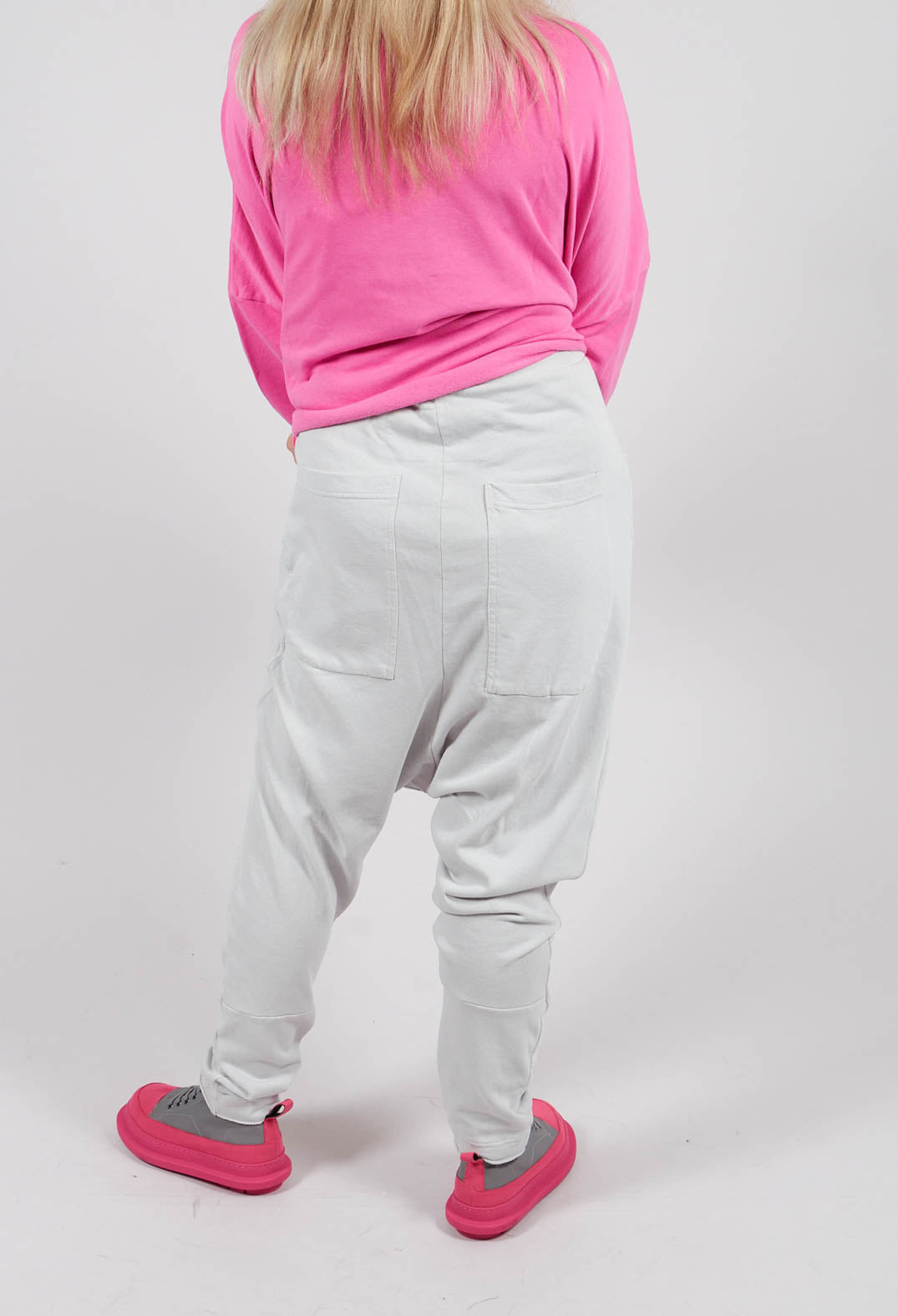 Drop Crotch Trousers with Circular Pocket in Light Grey - 3250102
