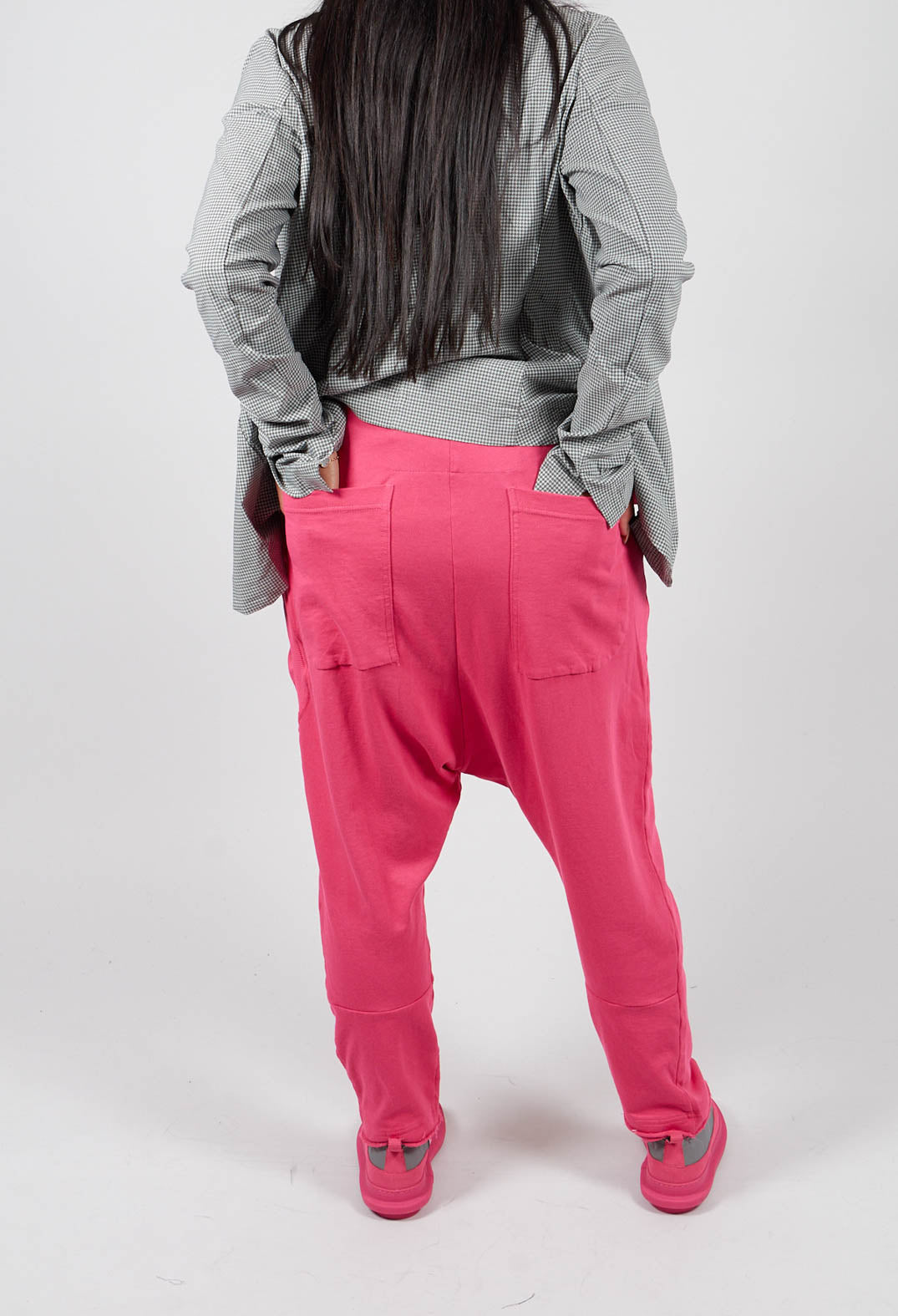 Drop Crotch Trousers with Circular Pocket in Lotus - 3250102
