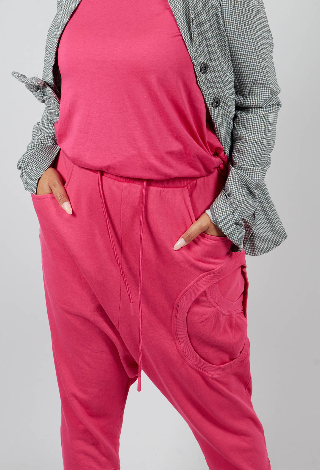 Drop Crotch Trousers with Circular Pocket in Lotus - 3250102
