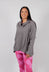 Cowl Neck Top with Circular Pocket in Dark Grey - 3250505