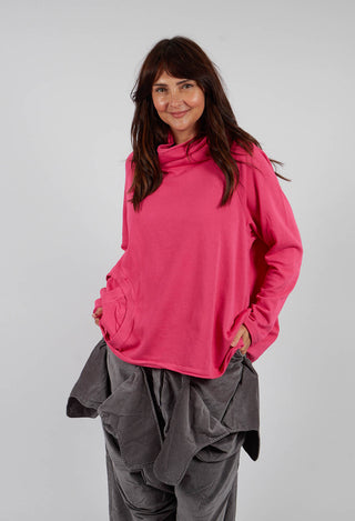 Cowl Neck Top with Circular Pocket in Lotus - 3250505