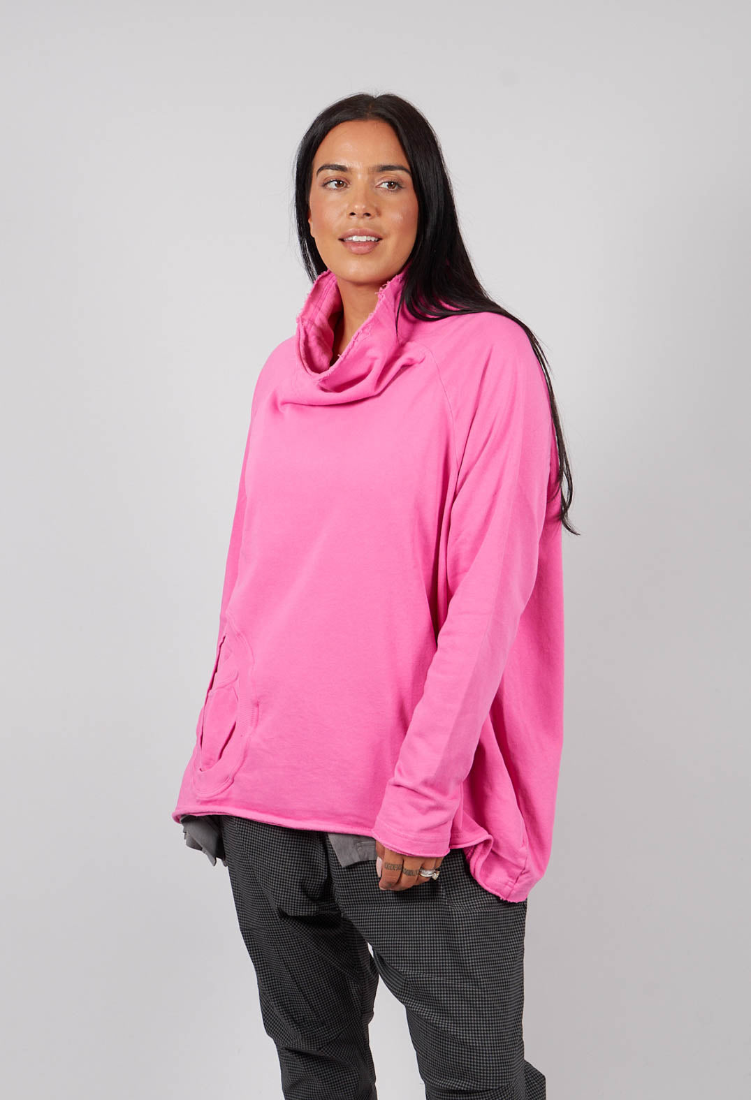 Cowl Neck Top with Circular Pocket in Lily - 3250505