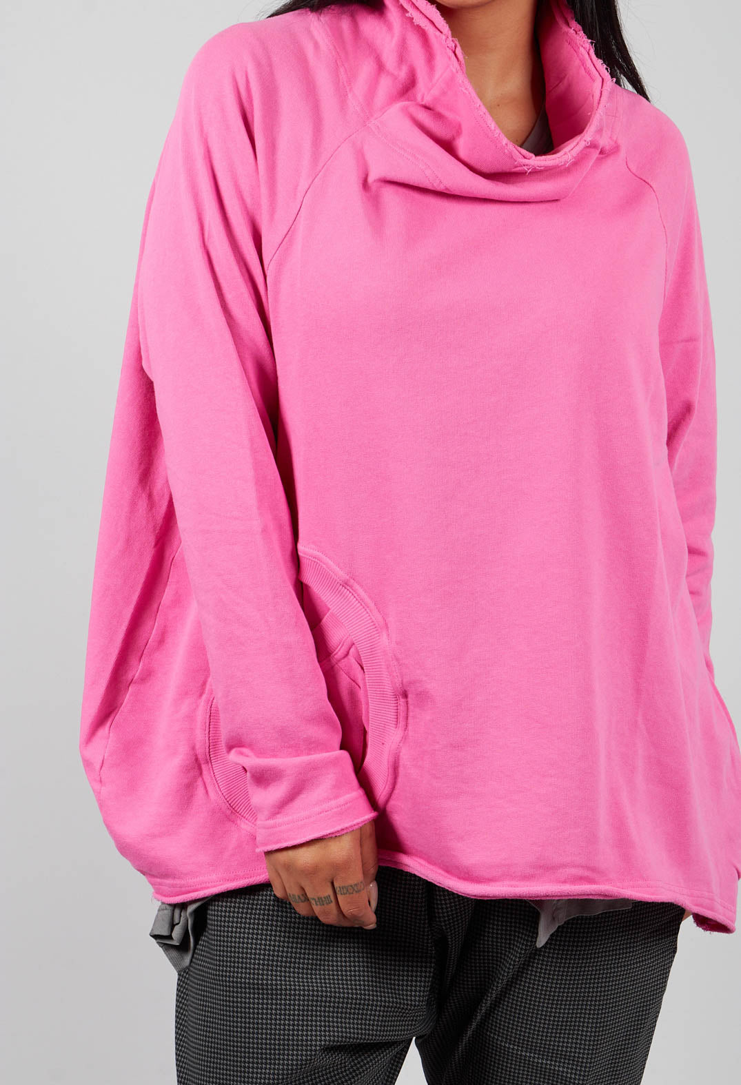 Cowl Neck Top with Circular Pocket in Lily - 3250505