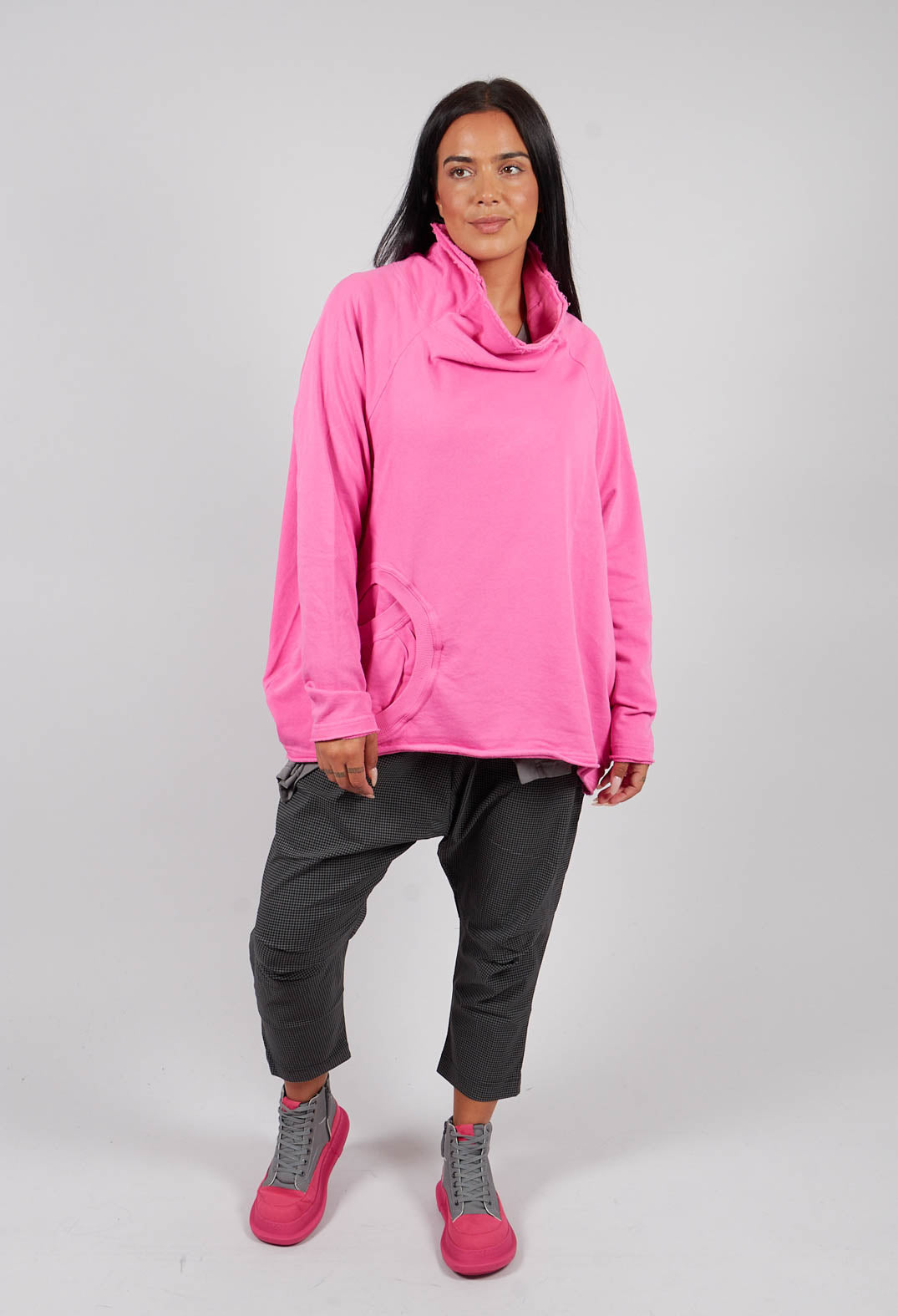 Cowl Neck Top with Circular Pocket in Lily - 3250505