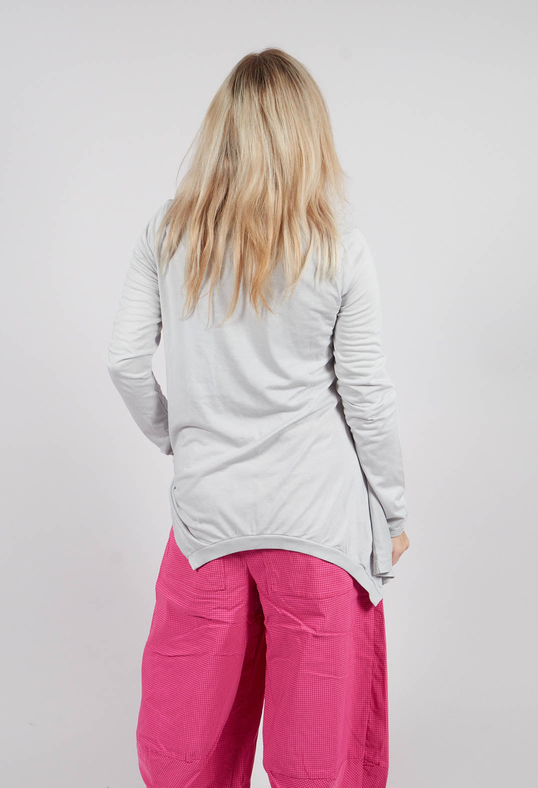 PRE-ORDER - Long Sleeve T-Shirt with Asymmetric Hem in Light Grey (Pictured in Rose) - 3260501