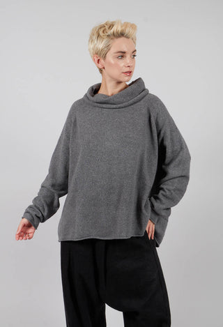 Pullover with Stitched Motif in Dark Grey - 3270701
