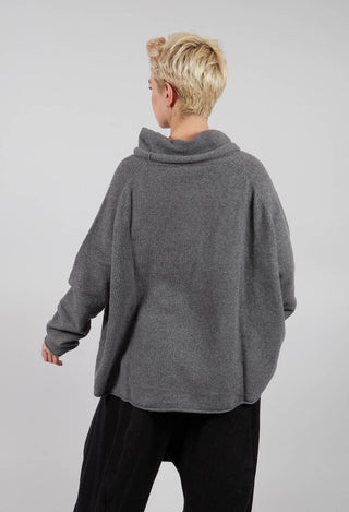Pullover with Stitched Motif in Dark Grey - 3270701