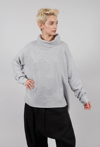 Pullover with Stitched Motif in Light Grey - 3270701