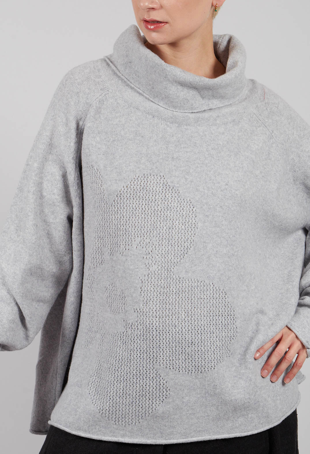 Pullover with Stitched Motif in Light Grey - 3270701